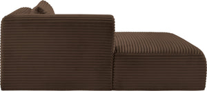 Meridian Furniture Shaggy Corduroy Modular Chaise Lounge Plush Foam Seating for Living Room Sectional Setup Brown 641Brown-Chaise