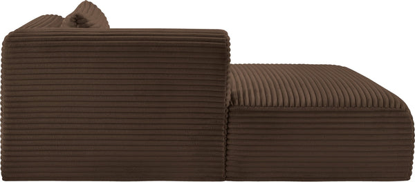 Meridian Furniture Shaggy Corduroy Modular Chaise Lounge Plush Foam Seating for Living Room Sectional Setup Brown 641Brown-Chaise