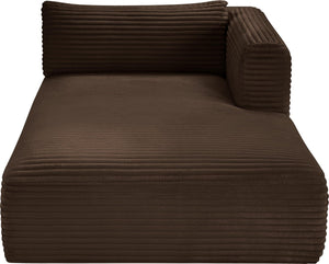 Meridian Furniture Shaggy Corduroy Modular Chaise Lounge Plush Foam Seating for Living Room Sectional Setup Brown 641Brown-Chaise