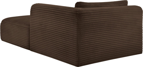 Meridian Furniture Shaggy Corduroy Modular Chaise Lounge Plush Foam Seating for Living Room Sectional Setup Brown 641Brown-Chaise