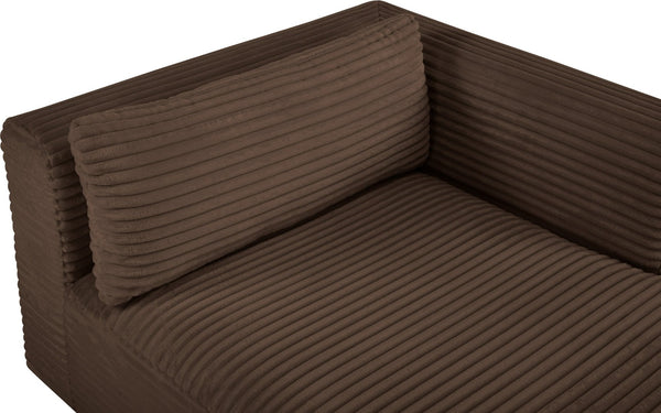 Meridian Furniture Shaggy Corduroy Modular Chaise Lounge Plush Foam Seating for Living Room Sectional Setup Brown 641Brown-Chaise