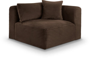 Meridian Furniture Shaggy Corduroy Modular Corner Chair with Plush Foam and Stain Resistant Performance Fabric Brown 641Brown-Corner