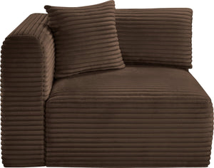 Meridian Furniture Shaggy Corduroy Modular Corner Chair with Plush Foam and Stain Resistant Performance Fabric Brown 641Brown-Corner