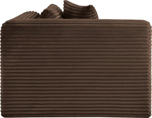 Meridian Furniture Shaggy Corduroy Modular Corner Chair with Plush Foam and Stain Resistant Performance Fabric Brown 641Brown-Corner