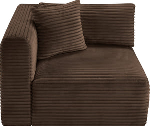 Meridian Furniture Shaggy Corduroy Modular Corner Chair with Plush Foam and Stain Resistant Performance Fabric Brown 641Brown-Corner