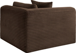 Meridian Furniture Shaggy Corduroy Modular Corner Chair with Plush Foam and Stain Resistant Performance Fabric Brown 641Brown-Corner