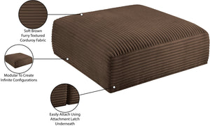 Meridian Furniture Shaggy Corduroy Square Ottoman Plush Modular Linking Design for Living Room Seating Brown 641Brown-Ott