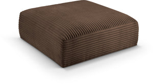 Meridian Furniture Shaggy Corduroy Square Ottoman Plush Modular Linking Design for Living Room Seating Brown 641Brown-Ott