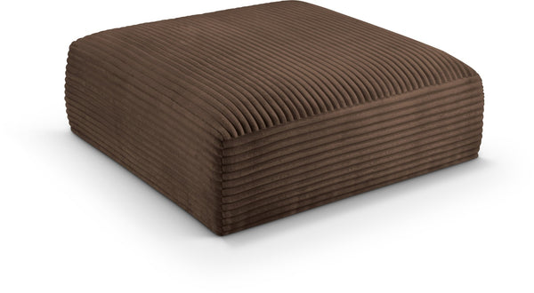 Meridian Furniture Shaggy Corduroy Square Ottoman Plush Modular Linking Design for Living Room Seating Brown 641Brown-Ott
