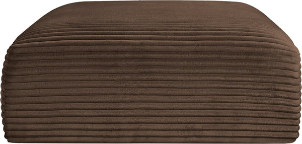 Meridian Furniture Shaggy Corduroy Square Ottoman Plush Modular Linking Design for Living Room Seating Brown 641Brown-Ott