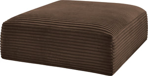 Meridian Furniture Shaggy Corduroy Square Ottoman Plush Modular Linking Design for Living Room Seating Brown 641Brown-Ott