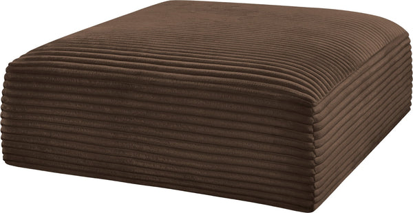 Meridian Furniture Shaggy Corduroy Square Ottoman Plush Modular Linking Design for Living Room Seating Brown 641Brown-Ott