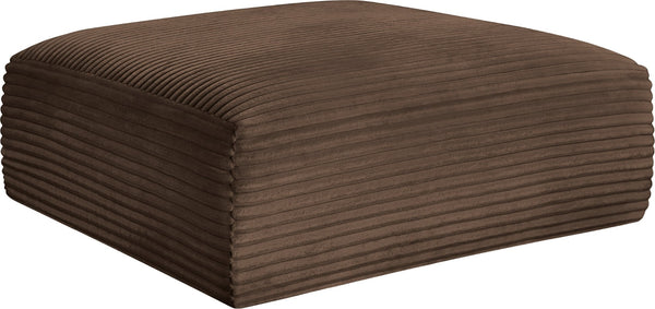 Meridian Furniture Shaggy Corduroy Square Ottoman Plush Modular Linking Design for Living Room Seating Brown 641Brown-Ott