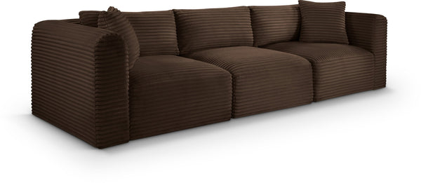 Meridian Furniture Shaggy Corduroy Modular Sofa Plush Performance Fabric Stain Resistant Living Room Seating Brown 109 inches 641Brown-S109