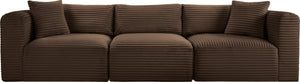 Meridian Furniture Shaggy Corduroy Modular Sofa Plush Performance Fabric Stain Resistant Living Room Seating Brown 109 inches 641Brown-S109