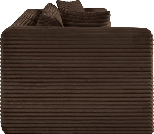Meridian Furniture Shaggy Corduroy Modular Sofa Plush Performance Fabric Stain Resistant Living Room Seating Brown 109 inches 641Brown-S109