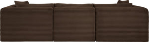 Meridian Furniture Shaggy Corduroy Modular Sofa Plush Performance Fabric Stain Resistant Living Room Seating Brown 109 inches 641Brown-S109