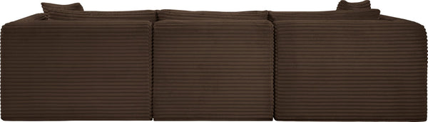 Meridian Furniture Shaggy Corduroy Modular Sofa Plush Performance Fabric Stain Resistant Living Room Seating Brown 109 inches 641Brown-S109