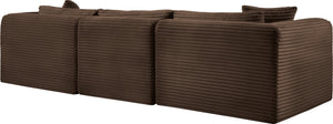 Meridian Furniture Shaggy Corduroy Modular Sofa Plush Performance Fabric Stain Resistant Living Room Seating Brown 109 inches 641Brown-S109