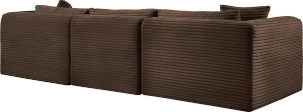Meridian Furniture Shaggy Corduroy Modular Sofa Plush Performance Fabric Stain Resistant Living Room Seating Brown 109 inches 641Brown-S109