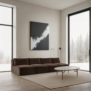 Meridian Furniture Shaggy Armless Modular Sectional Sofa in Wide Wale Corduroy Performance Fabric Living Room Brown 124 inches 641Brown-S124
