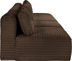 Meridian Furniture Shaggy Armless Modular Sectional Sofa in Wide Wale Corduroy Performance Fabric Living Room Brown 124 inches 641Brown-S124