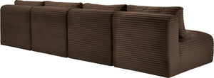 Meridian Furniture Shaggy Armless Modular Sectional Sofa in Wide Wale Corduroy Performance Fabric Living Room Brown 124 inches 641Brown-S124