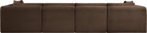 Meridian Furniture Shaggy Corduroy Modular Sofa Plush Performance Fabric Stain Resistant Living Room Seating Brown 140 inches 641Brown-S140