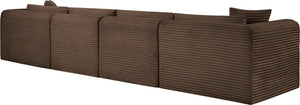 Meridian Furniture Shaggy Corduroy Modular Sofa Plush Performance Fabric Stain Resistant Living Room Seating Brown 140 inches 641Brown-S140