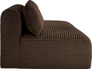Meridian Furniture Shaggy Two Piece Armless Modular Loveseat in Stain Resistant Plush Corduroy Performance Fabric Brown 641Brown-S62