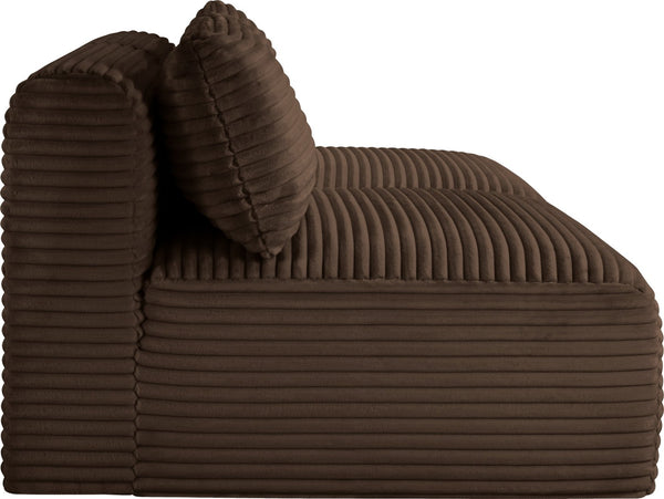 Meridian Furniture Shaggy Two Piece Armless Modular Loveseat in Stain Resistant Plush Corduroy Performance Fabric Brown 641Brown-S62