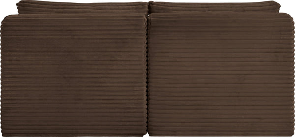 Meridian Furniture Shaggy Two Piece Armless Modular Loveseat in Stain Resistant Plush Corduroy Performance Fabric Brown 641Brown-S62