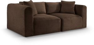 Meridian Furniture Shaggy Corduroy Modular Sofa Plush Performance Fabric Stain Resistant Living Room Seating Brown 78 inches 641Brown-S78