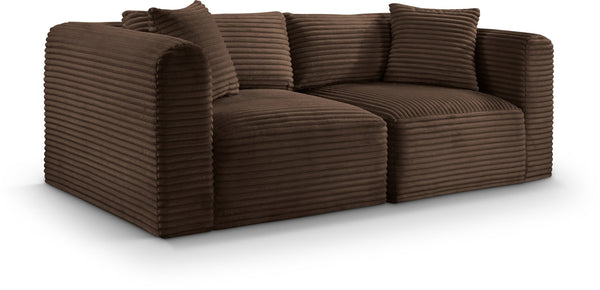 Meridian Furniture Shaggy Corduroy Modular Sofa Plush Performance Fabric Stain Resistant Living Room Seating Brown 78 inches 641Brown-S78