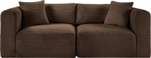 Meridian Furniture Shaggy Corduroy Modular Sofa Plush Performance Fabric Stain Resistant Living Room Seating Brown 78 inches 641Brown-S78