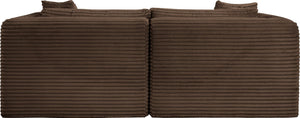 Meridian Furniture Shaggy Corduroy Modular Sofa Plush Performance Fabric Stain Resistant Living Room Seating Brown 78 inches 641Brown-S78