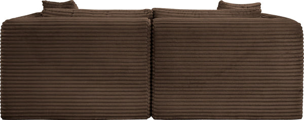 Meridian Furniture Shaggy Corduroy Modular Sofa Plush Performance Fabric Stain Resistant Living Room Seating Brown 78 inches 641Brown-S78