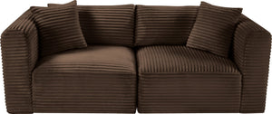 Meridian Furniture Shaggy Corduroy Modular Sofa Plush Performance Fabric Stain Resistant Living Room Seating Brown 78 inches 641Brown-S78
