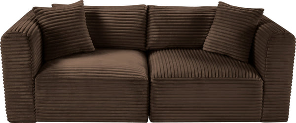 Meridian Furniture Shaggy Corduroy Modular Sofa Plush Performance Fabric Stain Resistant Living Room Seating Brown 78 inches 641Brown-S78