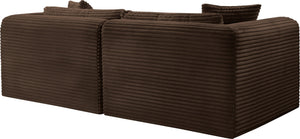 Meridian Furniture Shaggy Corduroy Modular Sofa Plush Performance Fabric Stain Resistant Living Room Seating Brown 78 inches 641Brown-S78