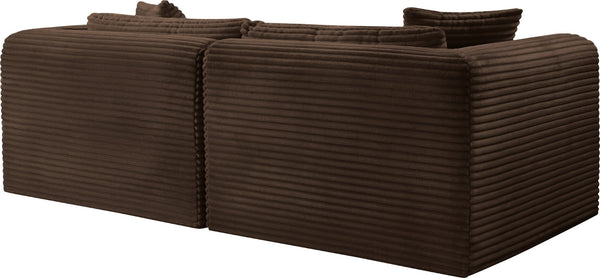 Meridian Furniture Shaggy Corduroy Modular Sofa Plush Performance Fabric Stain Resistant Living Room Seating Brown 78 inches 641Brown-S78