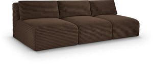 Meridian Furniture Shaggy Armless Modular Sectional Sofa in Wide Wale Corduroy Performance Fabric Living Room Brown 93 inches 641Brown-S93