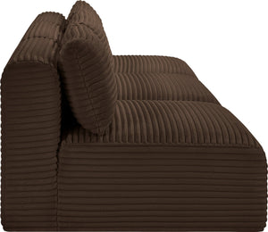Meridian Furniture Shaggy Armless Modular Sectional Sofa in Wide Wale Corduroy Performance Fabric Living Room Brown 93 inches 641Brown-S93