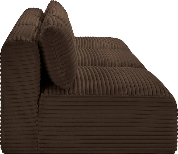 Meridian Furniture Shaggy Armless Modular Sectional Sofa in Wide Wale Corduroy Performance Fabric Living Room Brown 93 inches 641Brown-S93