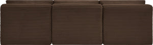 Meridian Furniture Shaggy Armless Modular Sectional Sofa in Wide Wale Corduroy Performance Fabric Living Room Brown 93 inches 641Brown-S93