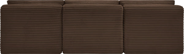 Meridian Furniture Shaggy Armless Modular Sectional Sofa in Wide Wale Corduroy Performance Fabric Living Room Brown 93 inches 641Brown-S93