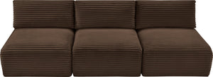 Meridian Furniture Shaggy Armless Modular Sectional Sofa in Wide Wale Corduroy Performance Fabric Living Room Brown 93 inches 641Brown-S93