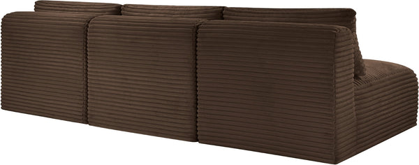 Meridian Furniture Shaggy Armless Modular Sectional Sofa in Wide Wale Corduroy Performance Fabric Living Room Brown 93 inches 641Brown-S93