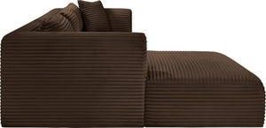 Meridian Furniture Shaggy Three Piece Modular Sectional in Stain Resistant Brown Corduroy Performance Fabric 641Brown-Sec3A