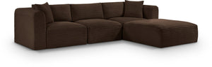 Meridian Furniture Shaggy Four Piece Modular Sectional with Stain Resistant Corduroy Upholstery for Living Rooms 641Brown-Sec4A